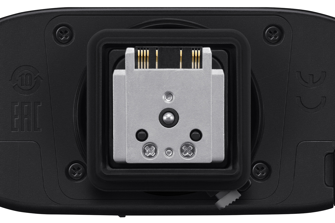 Imagen de la base de zapata de metal con marco lateral resistente bajo el flash